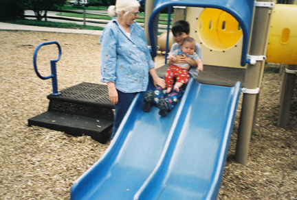 Duncan's First Slide with Big Brother Jake