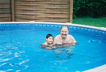Gramapa and Jake enjoying his pool