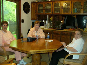 Judy, Joan and Aunt Sella at Allan's for Roger's Memorial Barbeque