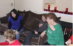 Barb, Rebecca, Alicia and Nancy admiring Ffion