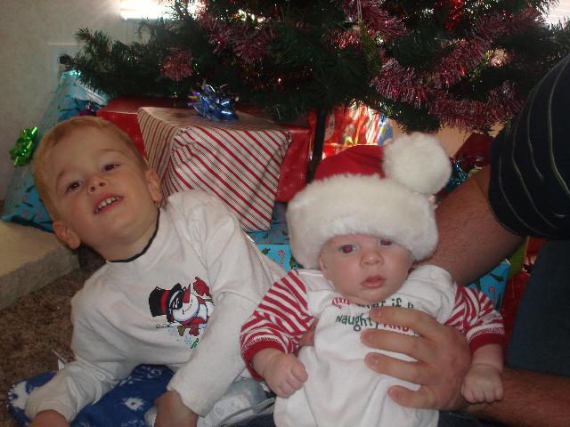 Tharin and Myles awaiting  Santa
